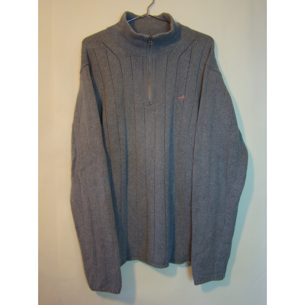 Polo Ralph Lauren Mens Quarter Zip Mock Neck Cotton Sweater Gray Size XXL   D152